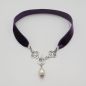 Preview: Samtkette Violett mit Süßwasserperle