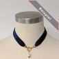 Preview: Samtkette Blau mit Perle