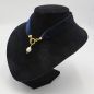 Preview: Samtkette Blau mit Perlentropfen