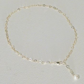 925 Silber Kette Kettenglieder in Herzform liegend