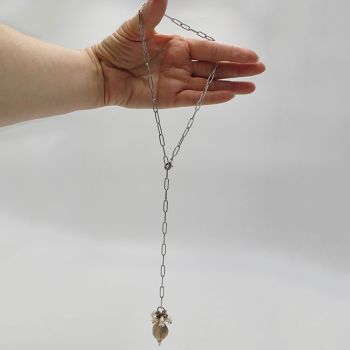Edelstahl-Kette mit Feldspat und Süßwasserperlen