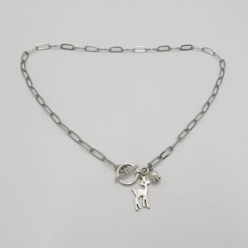 grobe Kette mit Reh und Süßwasserperle