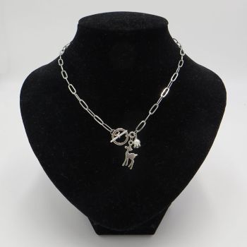 grobe Kette mit Reh und Perle
