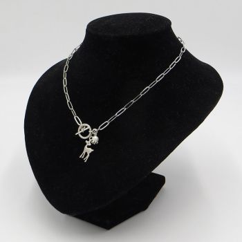 Metallkette mit Reh und Süßwasserperle