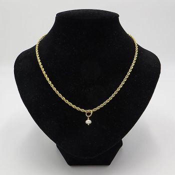 Edelstahlkette vergoldet mit Süßwasserperlenanhänger