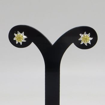 Edelweiß-Ohrstecker aus 925 Silber teilvergoldet