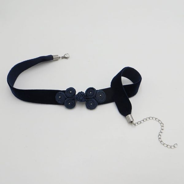 dunkelblauer Choker mit Vorderverschluss
