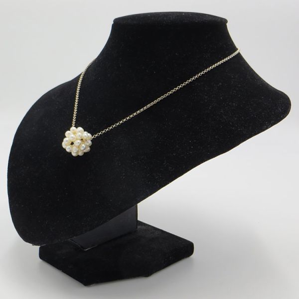 925 Silber Kette mit Süßwasserperlen-Bällchen