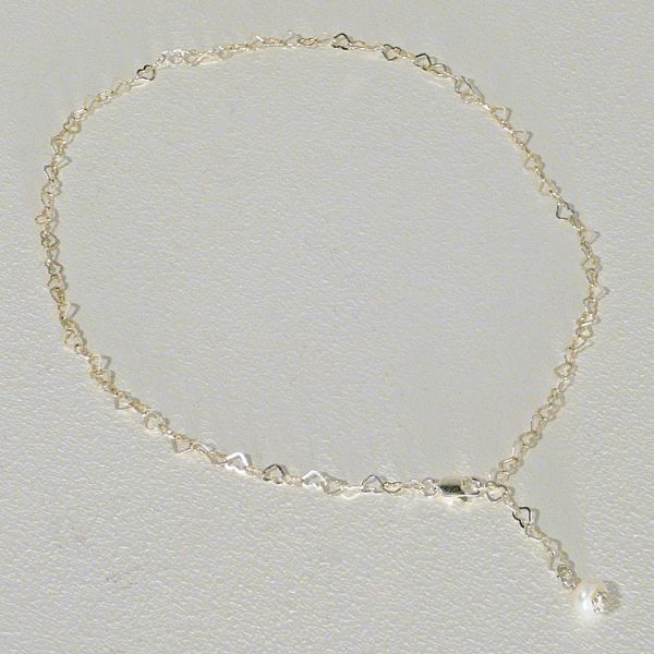 925 Silber Kette Kettenglieder in Herzform liegend