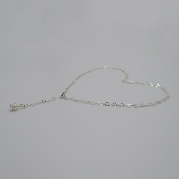 925 Silber Kette Herzchen Süßwasserperle