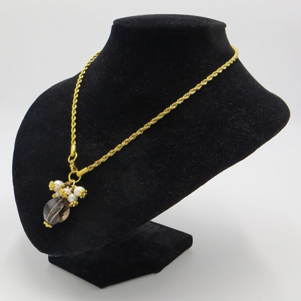 Gliederkette mit Rauchquarz, Hämatit und Süßwasserperlen