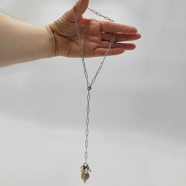 Edelstahl-Kette mit Feldspat und Süßwasserperlen