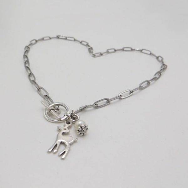Gliederkette mit Reh und Perle