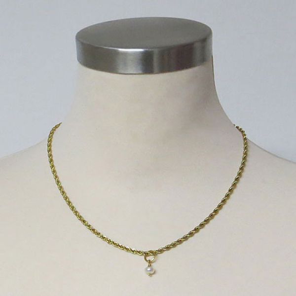 Edelstahlkette vergoldet mit Süßwasserperle