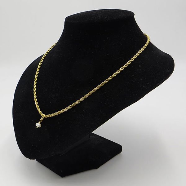 Basis-Kette aus vergoldetem Edelstahl mit Süßwasserperle