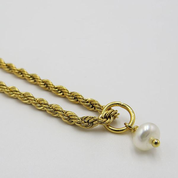 vergoldete Edelstahlkette mit Süßwasserperle