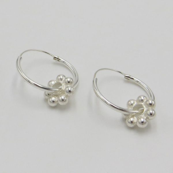925 Silber Creolen mit Blümchen