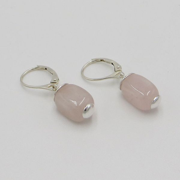 925 Silber Ohrringe mit Rosenquarz