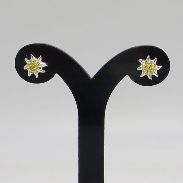 Edelweiß-Ohrstecker aus 925 Silber teilvergoldet