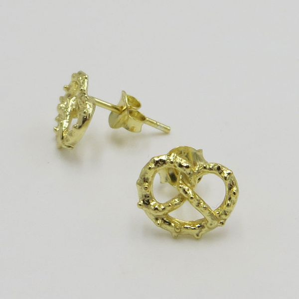 925 Silber vergoldet Brezel-Ohrstecker