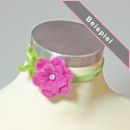 Samt-Kropfband (10mm), Filzblüte, Glasstein
