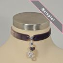 Samt-Kropfband, Hirschhorn-Herz mit Süßwasserperlen, Brezel